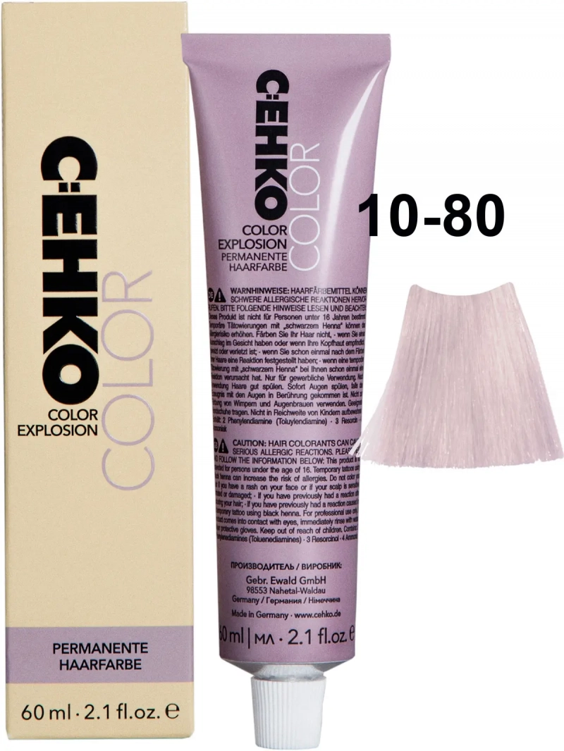 C:EHKO Краска стойкая COLOR EXPLOSION 10/80 Ультра-светлый фиолетовый блондин/Ultrahellblond violett, 60 мл