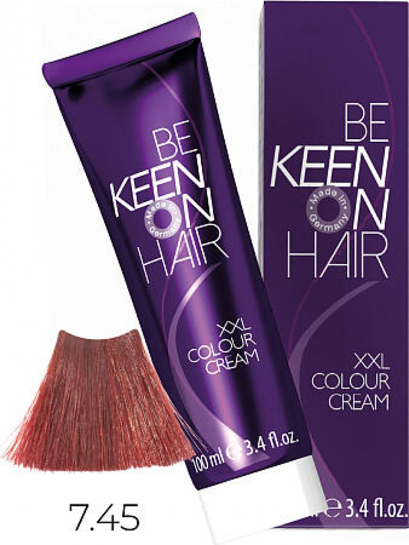 KEEN Крем-краска для волос 7.45 Натуральный медно-красный блондин/ Mittelblond Kupfer-Rot, 100 мл