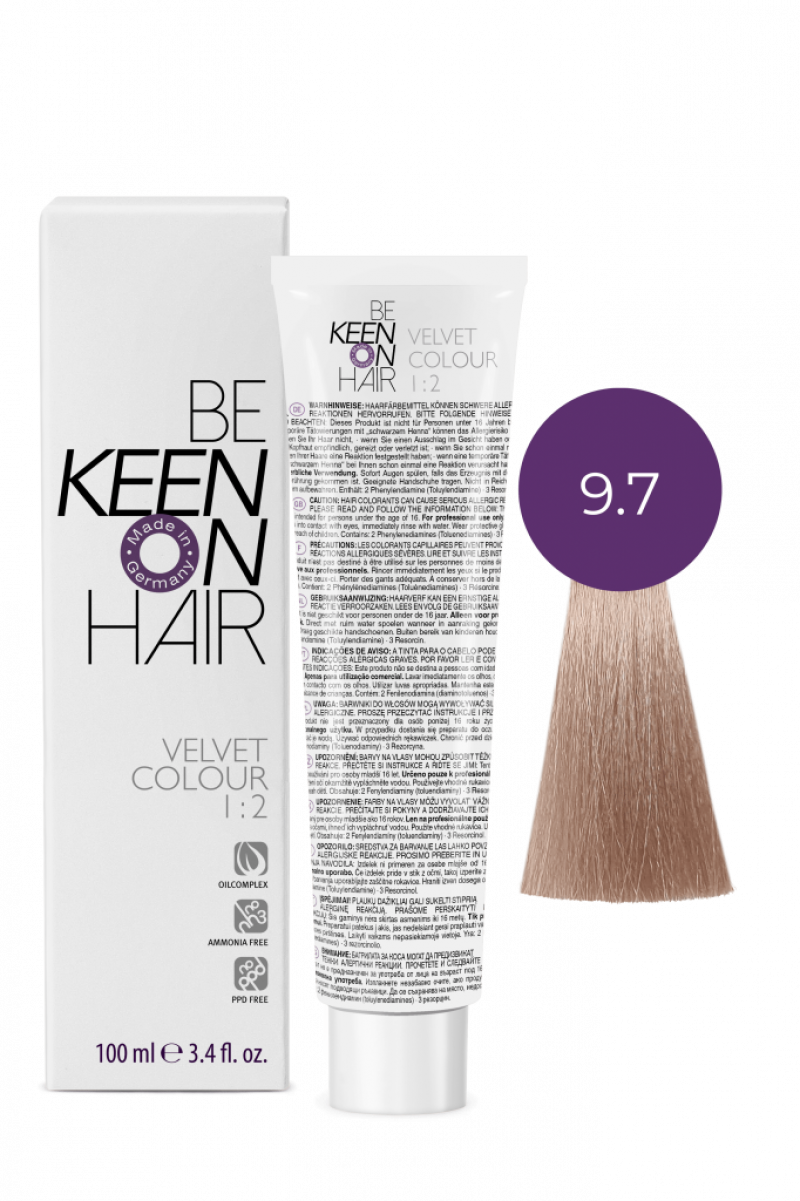 KEEN Крем-краска без аммиака VELVET COLOUR 9.7 Светло-коричневый блондин/ Hellblond Braun, 100 мл
