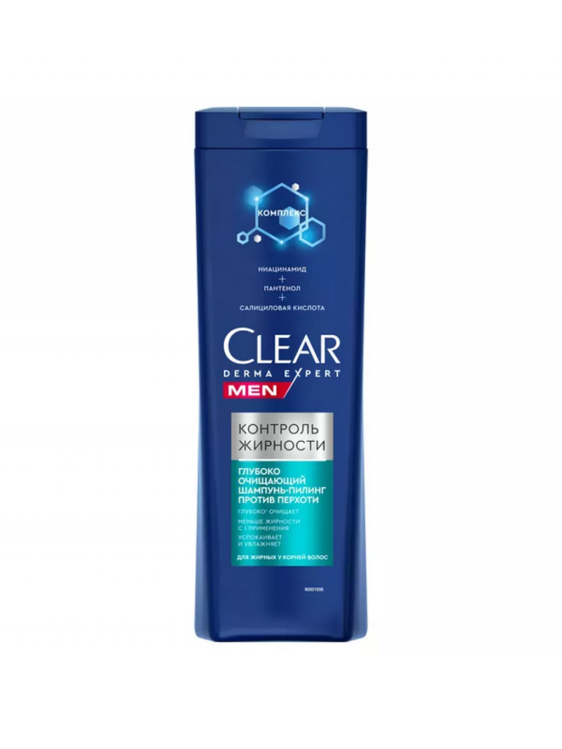 CLEAR MEN DERMA EXPERT Шампунь-пилинг против перхоти Контроль жирности 380мл