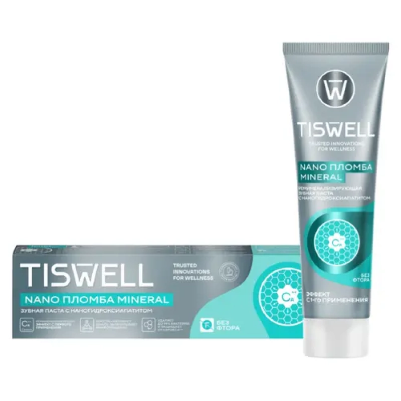 TISWELL Зубная паста Реминерализующая с наногидроксиапатитом без фтора 110 г