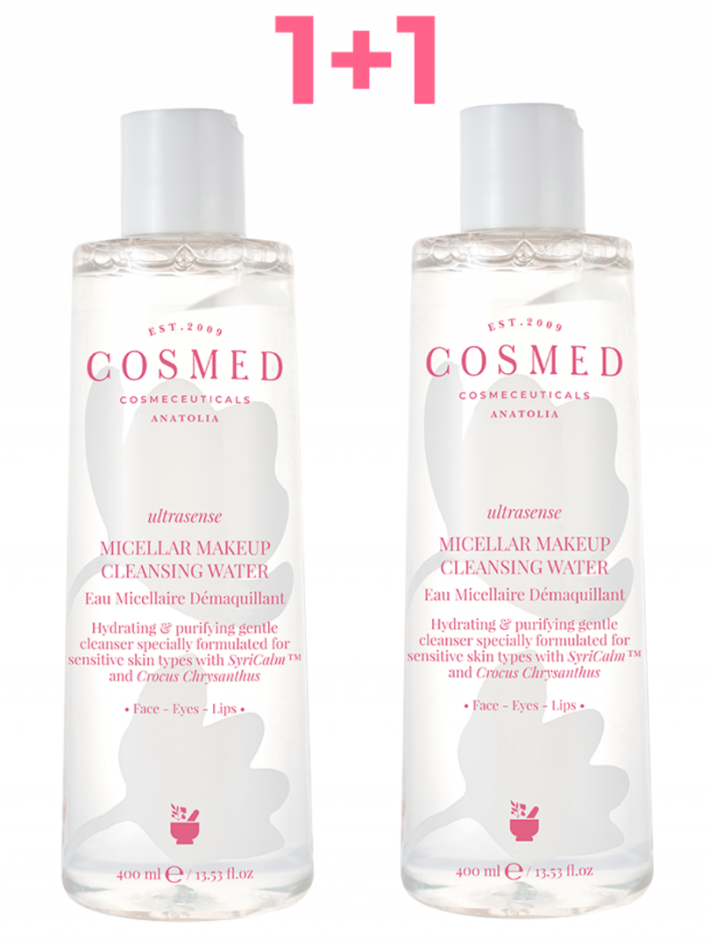 COSMED / КОСМЕД ULTRASENSE MICELLAR MAKEUP CLEANSING WATER Мицеллярная вода очищающая, увлажняющая для чувствительной кожи 400мл, 1+1 шт.