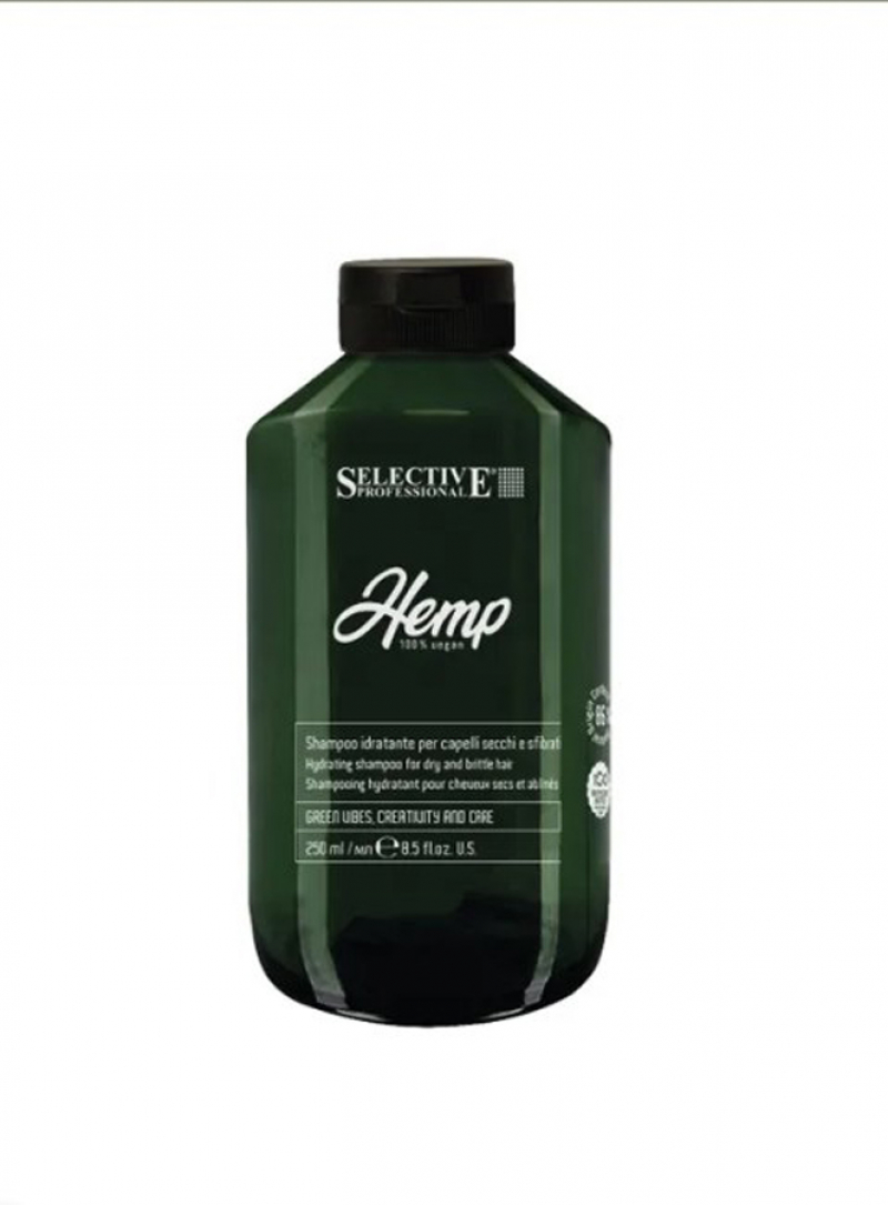 Шампунь увлажняющий для сухих и и ломких волос Selective Professional - HEMP, 250 мл.