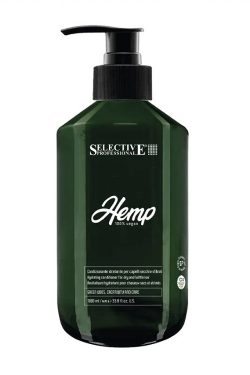 Кондиционер увлажняющий для сухих и и ломких волос Selective Professional - HEMP, 1000 мл.
