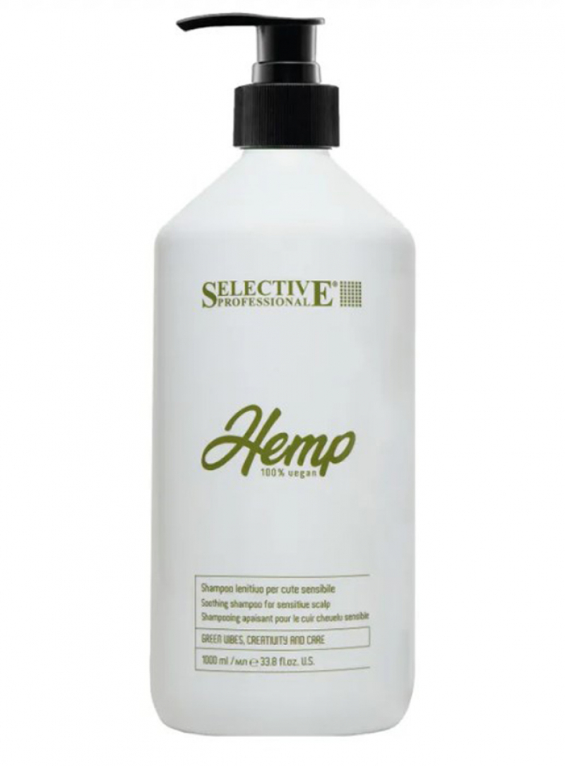 Шампунь для чувствительной кожи головы Selective Professional - HEMP, 1000 мл.