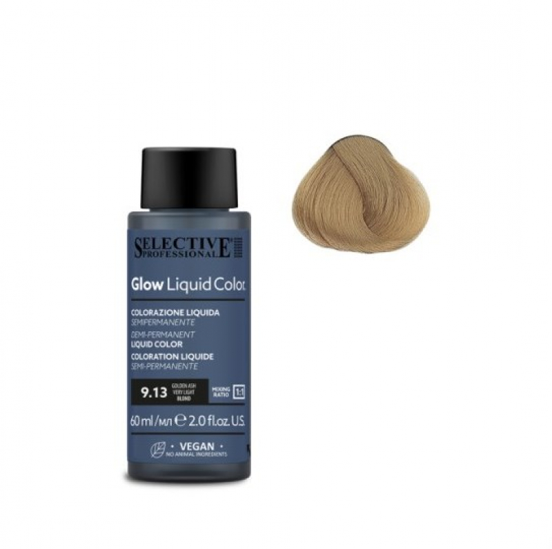 Жидкий краситель для тонирования светлых волос Selective Professional - GLOW LIQUID COLORS 9.13, 60 мл.