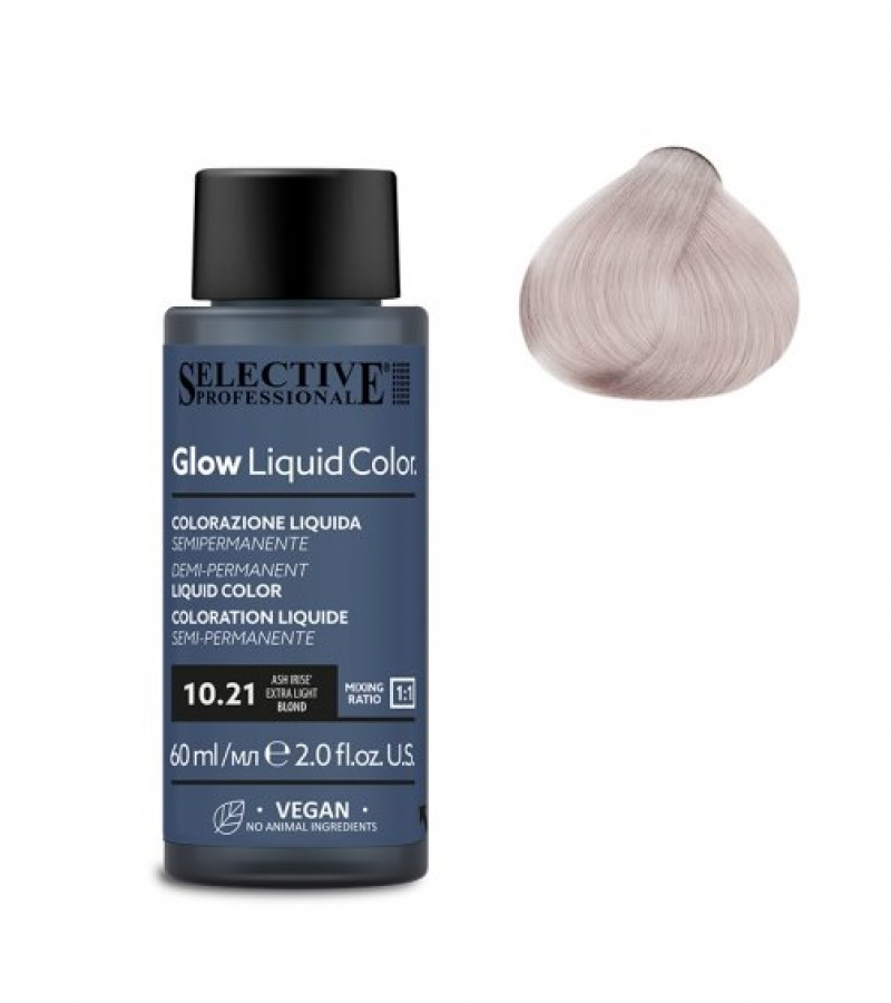 Жидкий краситель для тонирования светлых волос Selective Professional - GLOW LIQUID COLORS 10.21, 60 мл.