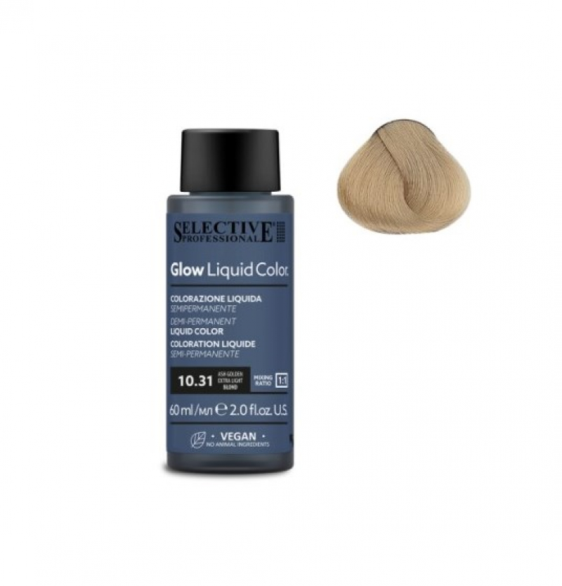 Жидкий краситель для тонирования светлых волос Selective Professional - GLOW LIQUID COLORS 10.31, 60 мл.