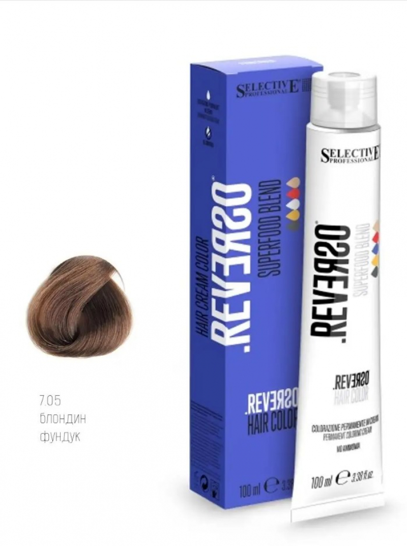 Крем-краска без аммиака Selective Professional - REVERSO Hair Color 7.05, 100 мл.