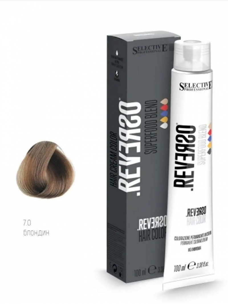 Крем-краска без аммиака Selective Professional - REVERSO Hair Color 7.0, 100 мл.