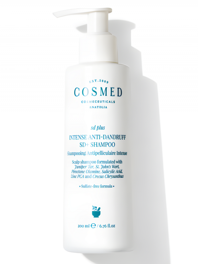COSMED (Космед) SD PLUS INTENSE ANTI DANDRUFF SD+ Шампунь интенсивный от перхоти очищающий успокаивающий без сульфатов с можжевеловой смолой, зверобоем и корнем солодки 200мл