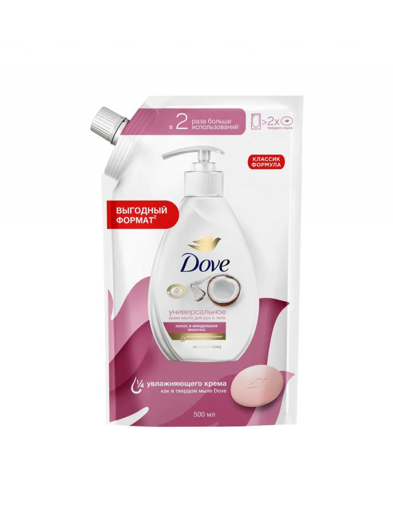 DOVE/Дав Жидкое крем-мыло кокос и миндальное молочко 500мл