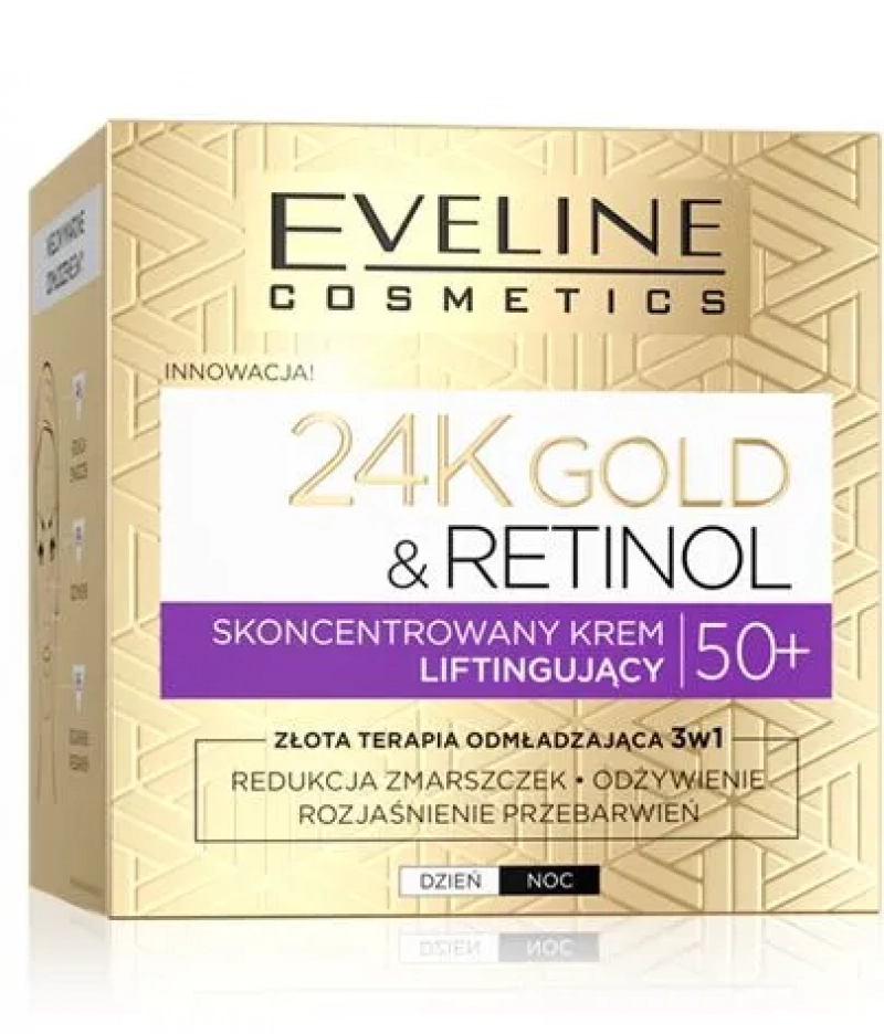 Eveline Концентрированный лифтинг-крем 50+ день/ночь серии 24k Gold&retinol, 50мл