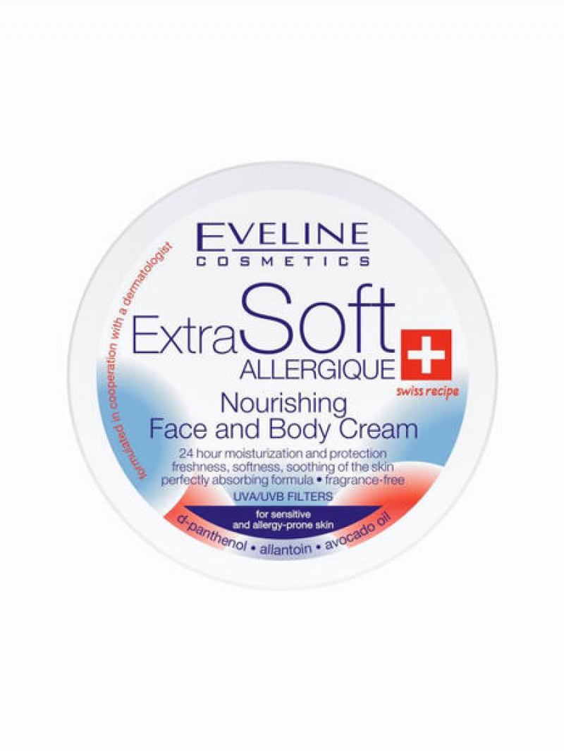 Крем для кожи лица и тела EVELINE Extra Soft Allergique питательный для чувствительной кожи, 200 мл