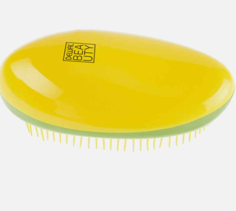 DEWAL/ Дюваль Щетка массажная DEWAL BEAUTY, для легкого расчесывания волос, овальная, цвет желто-зелено-желтый