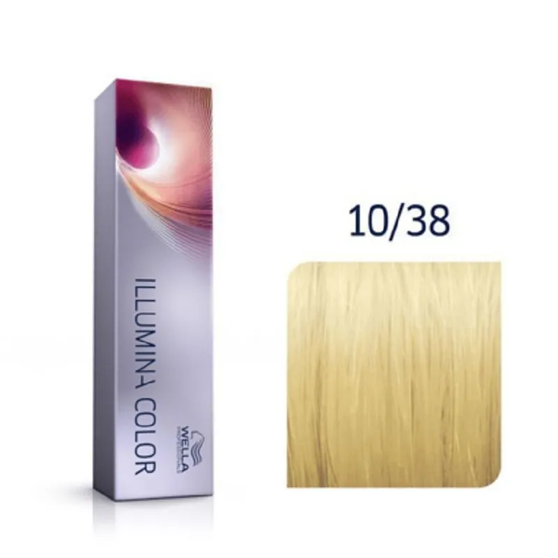 Wella Professionals Illumina Color Профессиональная стойкая крем-краска для волос 10/38 яркий блонд золотисто - жемчужный , 60мл
