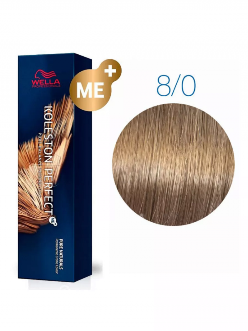 Wella Professionals Koleston Perfect Me+ Профессиональная стойкая крем-краска для волос 8/0 Светлый блонд натуральный, 60 мл