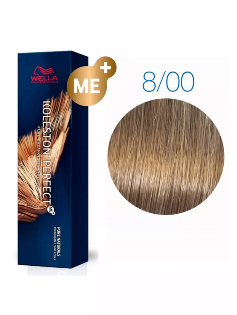 Wella Professionals Koleston Perfect Me+ Профессиональная крем-краска для волос 8/00 Светлый блонд натуральный интенсивный, 60 мл