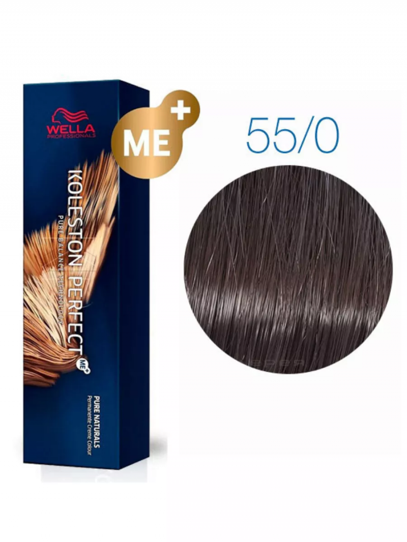 Wella Professionals Koleston Perfect Me+ Профессиональная стойкая крем-краска для волос 55/0 Светло-коричневый интенсивный натуральный, 60 мл
