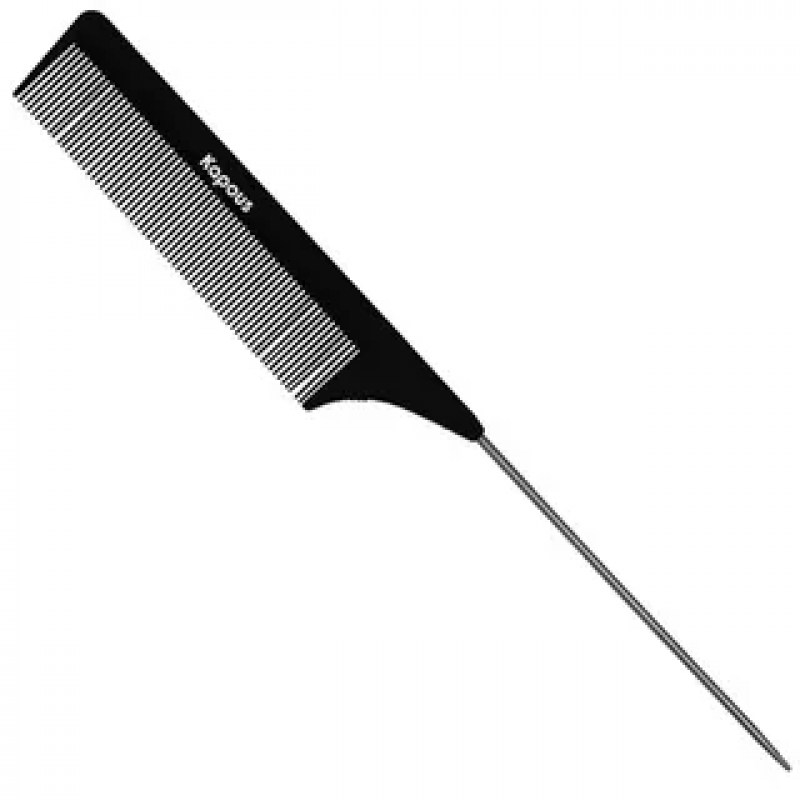 2454 Расческа парикмахерская с металлическим хвостиком Carbon fiber 231*27 мм Kapous