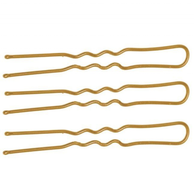 Шпильки DEWAL Девал золотистые, волна 60 мм, 200 гр, в коробке