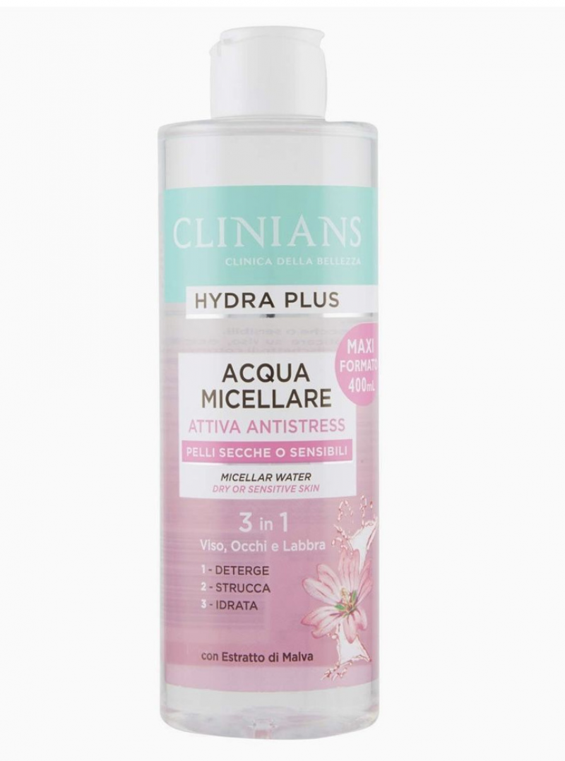 Мицелярная вода HYDRA PLUS д/лица, глаз и губ с экстрактом Мальвы CLINIANS, 400 мл