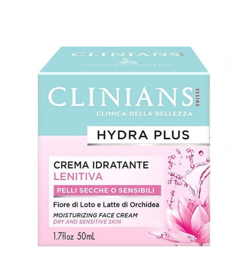 Увлажняющий крем для лица HYDRA PLUS для сухой и чувствительной кожи CLINIANS, 50 мл