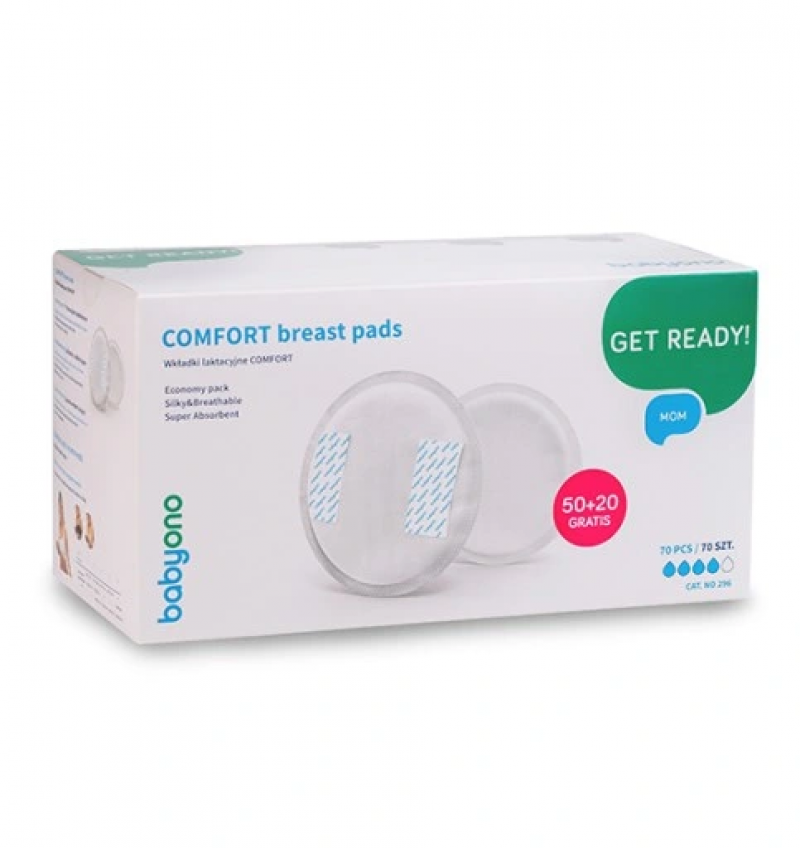 Вкладыши лактационные COMFORT в бюстгальтер, 70 шт/уп, Babyono Бэбионо