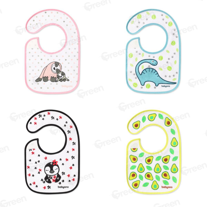 Нагрудник махровый с клеенкой, 3м+, Babyono Бэбионо