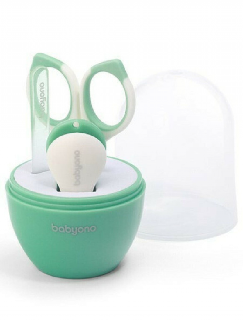 Маникюрный набор в футляре: ножнички, пилочка, щипчики, (мятный) Babyono Бэбионо