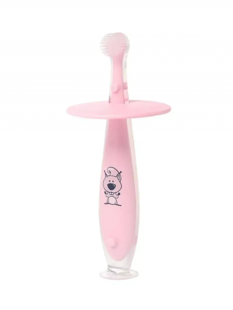 Зубная щетка с фиксатором, розовый, 6м+, Babyono Бэбионо
