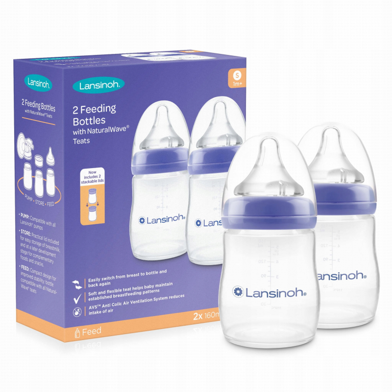 Бутылочка Lansinoh Лансино для кормления с соской NaturalWave® (медленный поток), 160 мл, 0 мес.+, 2 шт. в уп.