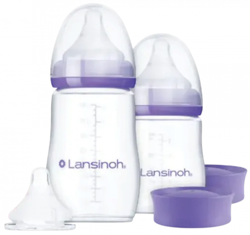 Набор подарочный Lansinoh Лансино: бутылочка для кормления 160 мл с соской NaturalWave® (медленный поток), бутылочка для кормления 240 мл с соской NaturalWave® (средний поток), соска NaturalWave® (быстрый поток), 2 крышки для бутылочек