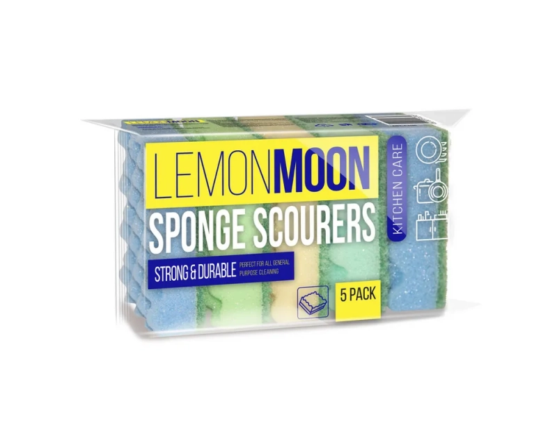 Lemon Moon Губка для посуды с профилированной поверхностью 9.4 х 6.4см, 5шт