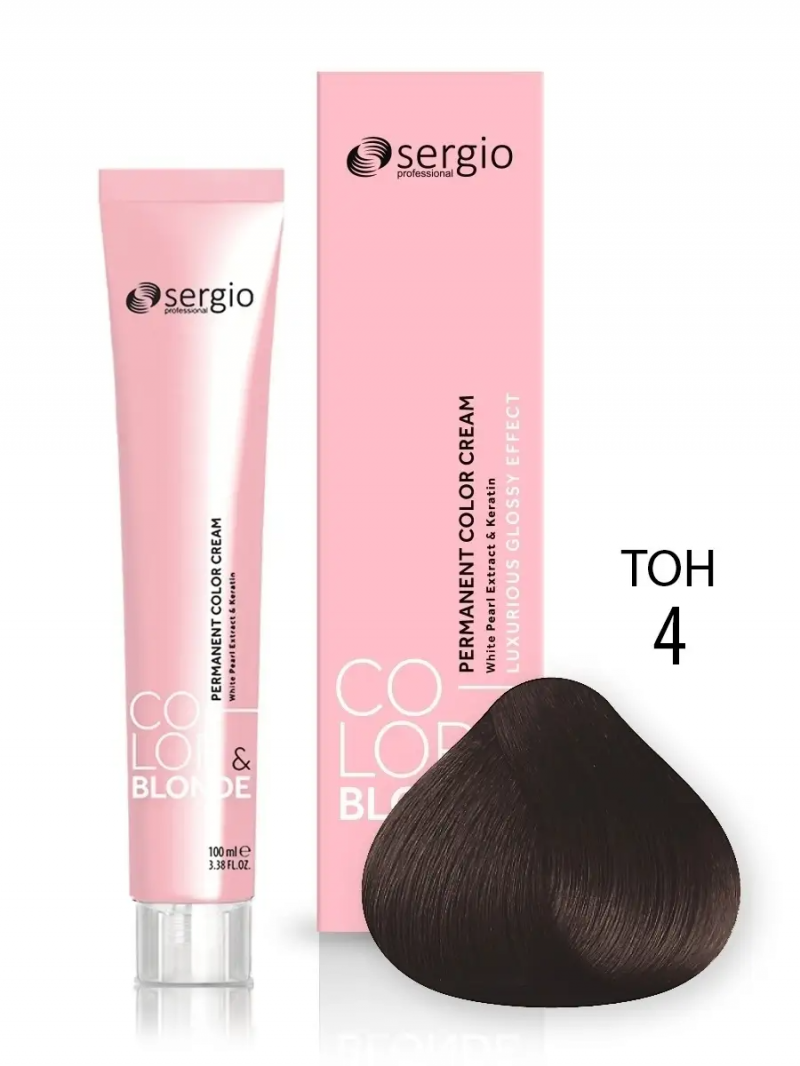 Sergio Professional Краска для волос с кератином COLOR&BLONDE тон 4, 100 мл