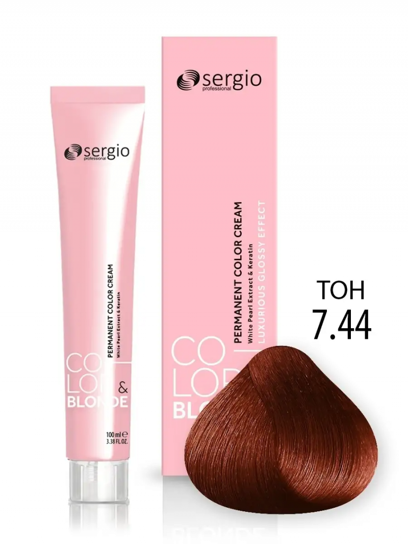 Sergio Professional Краска для волос с кератином COLOR&BLONDE тон 7.44, 100 мл
