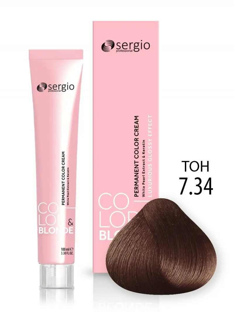 Sergio Professional Краска для волос с кератином COLOR&BLONDE тон 7.34, 100 мл