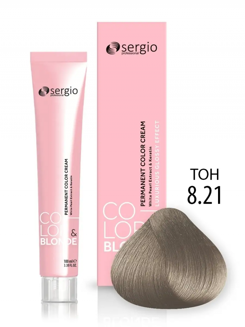 Sergio Professional Краска для волос с кератином COLOR&BLONDE тон 8.21, 100 мл