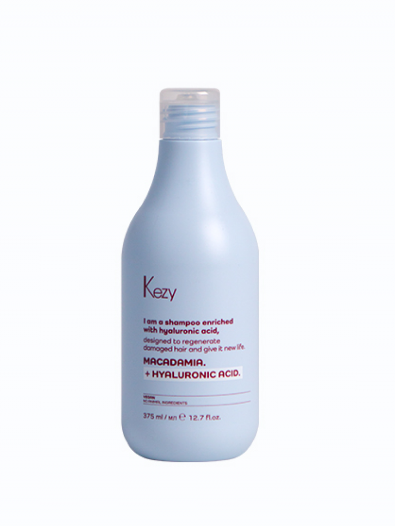 KEZY I am MACADAMIA + HYALURONIC ACID 375 мл Шампунь для восстановления слабых и поврежденных волос