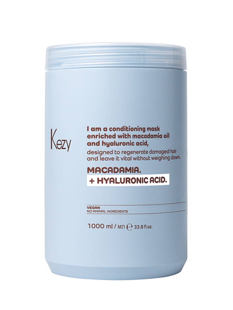 KEZY I am MACADAMIA + HYALURONIC ACID 1000 мл Маска для восстановления слабых и поврежденных волос