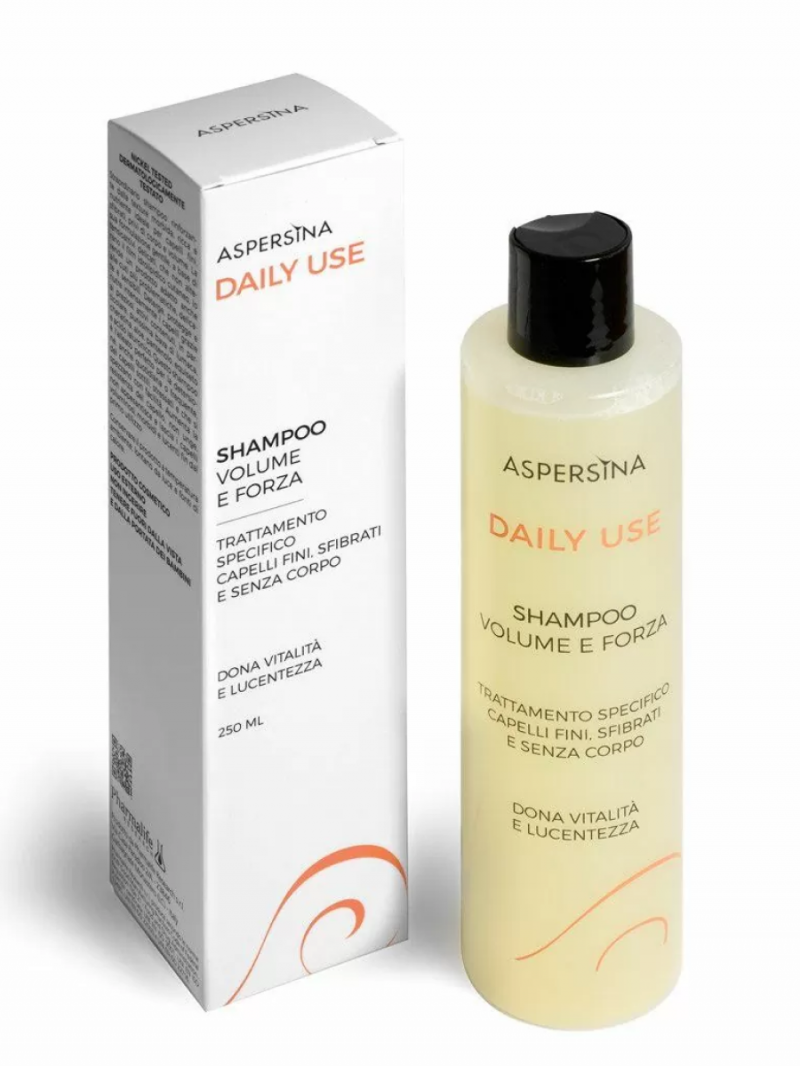 ASPERSINA DAILY USE SHAMPOO VOLUME E FORZA Шампунь для ежедневного применения, для создания объема, для тонких и ломких волос с муцином улитки, кератином и гиалуроновой кислотой 250мл