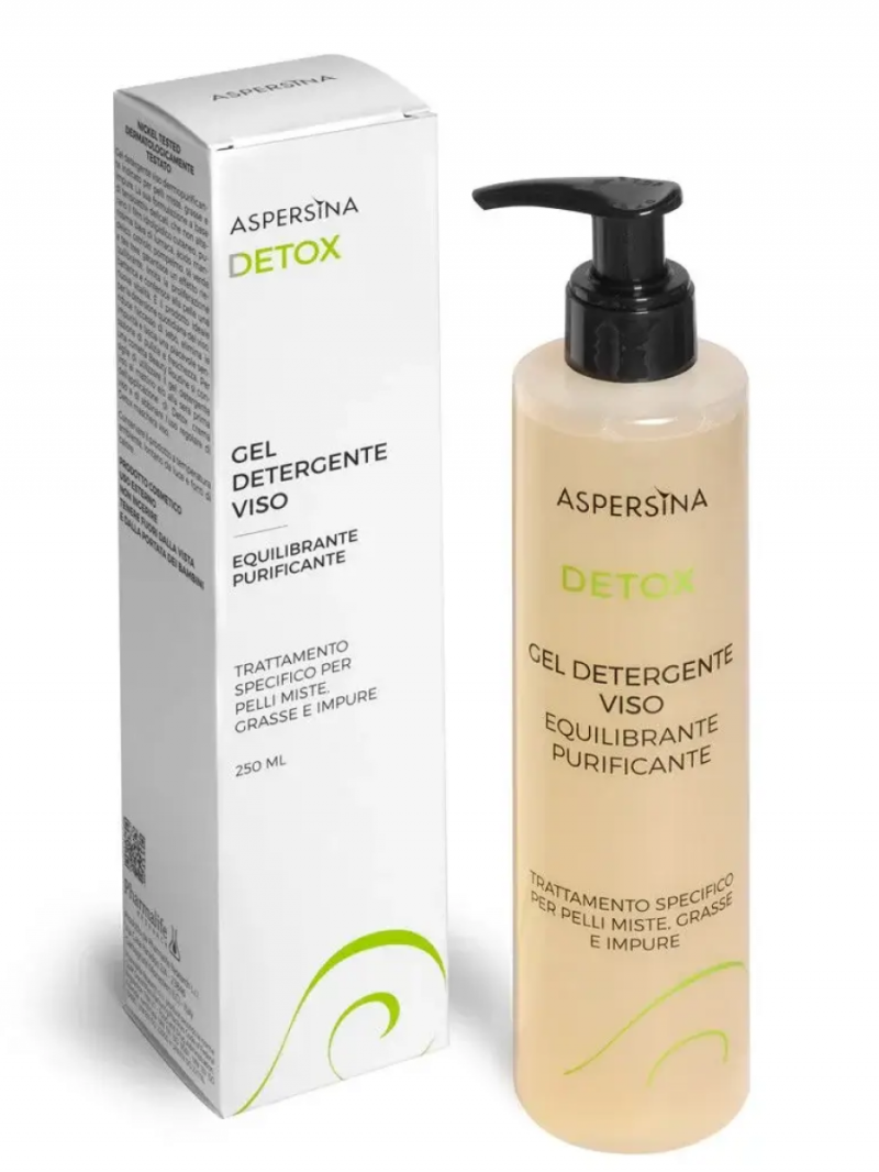 ASPERSINA DETOX GEL DETERGENTE VISO Гель очищающий балансирующий для комбинированной и жирной кожи с муцином улитки и миндальной кислотой 250мл
