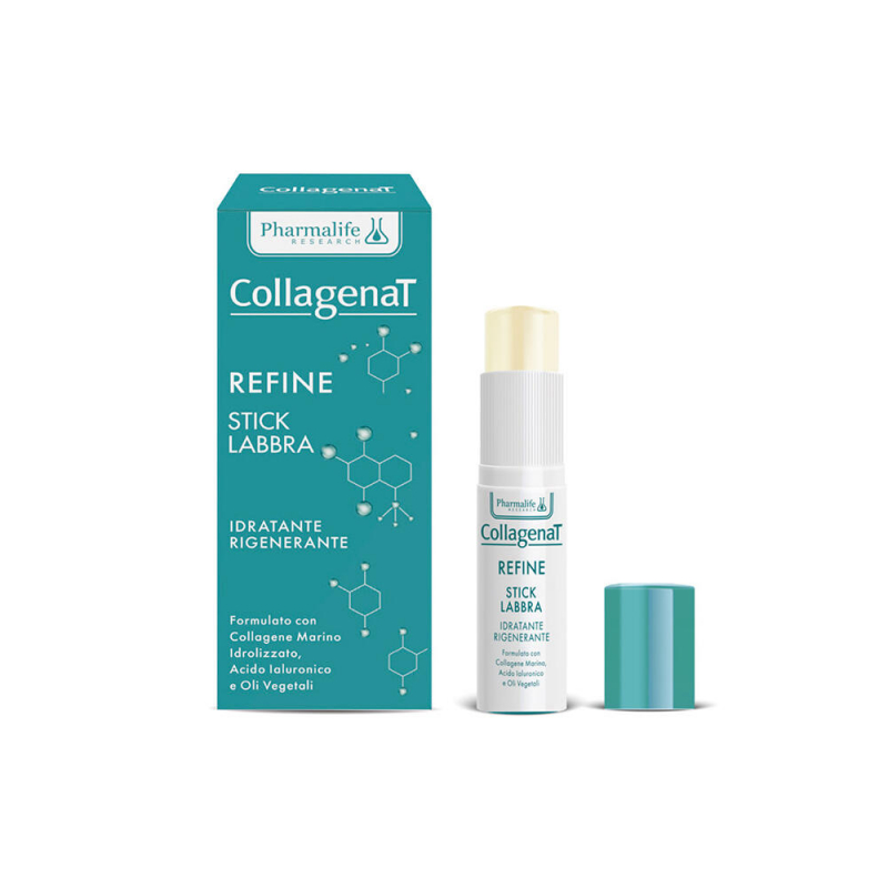 Pharmalife Research CollagenaT Refine Stick Labbra Lip Balm Бальзам стик для губ увлажняющий, регенерирующий с морским коллагеном и гиалуроновой кислотой