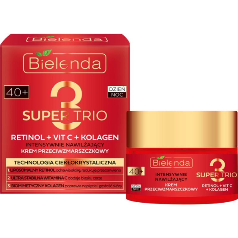 BIELENDA Биленда SUPER TRIO RETINOL + VIT C + KOLAGEN Интенсивно увлажняющий крем против морщин 40+ 50мл