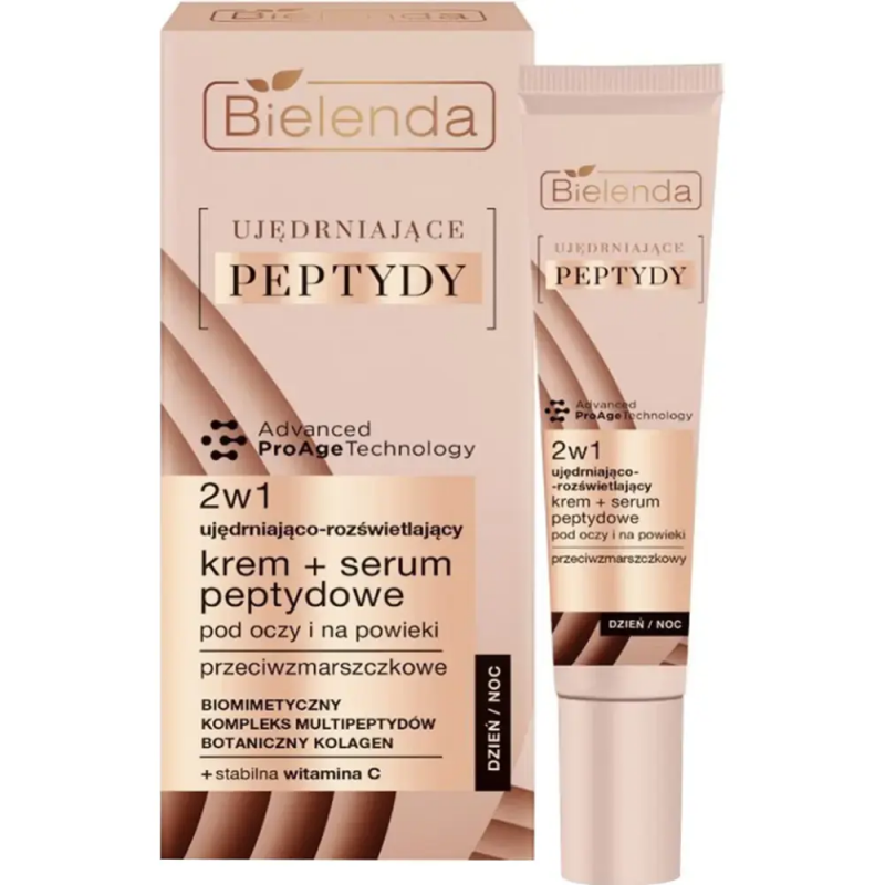BIELENDA Биленда FIRMING PEPTIDES 2in1 Подтягивающий и выравнивающий тон крем+сыворотка под глаза 15мл