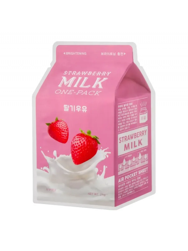 A'PIEU Маска для лица тканевая с экстрактом клубники Facemask One-Pack Strawberry Milk, 21 гр