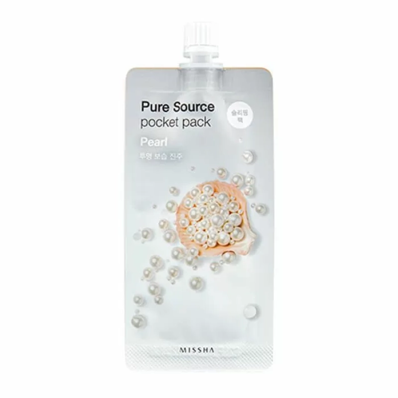 Ночная несмываемая маска для лица с экстрактом жемчуга Missha/Миша Pure Source Pocket Pack Pearl (10мл)