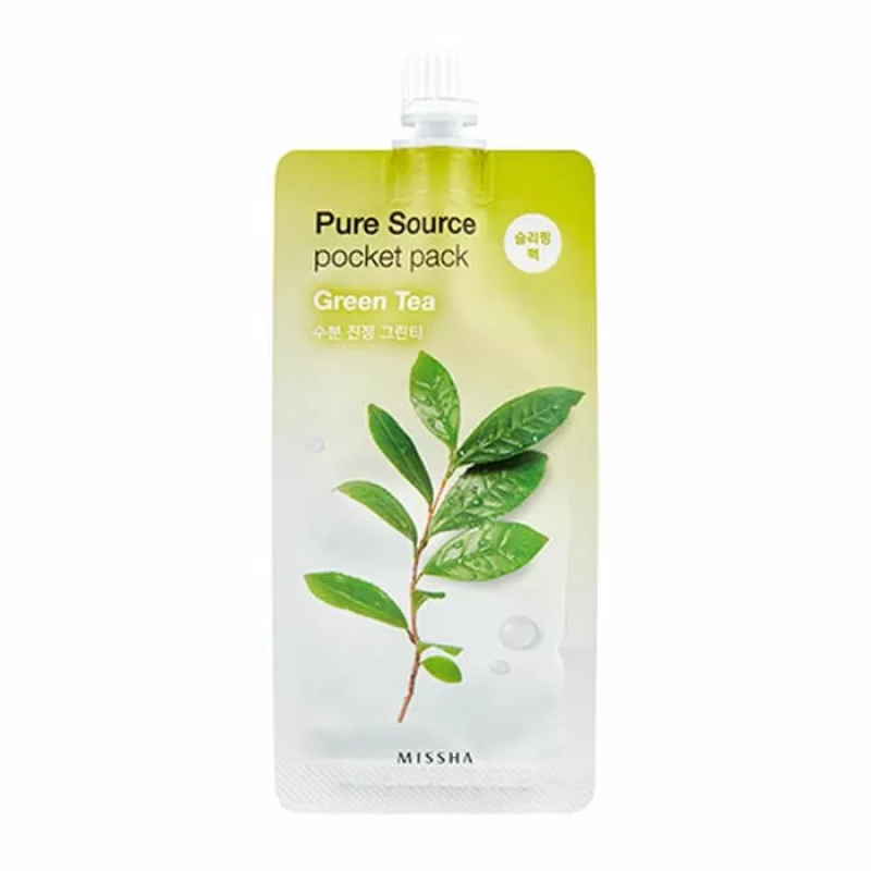 Ночная несмываемая маска для лица с экстрактом зелёного чая Missha/Миша Pure Source Pocket Pack Green Tea(10мл)
