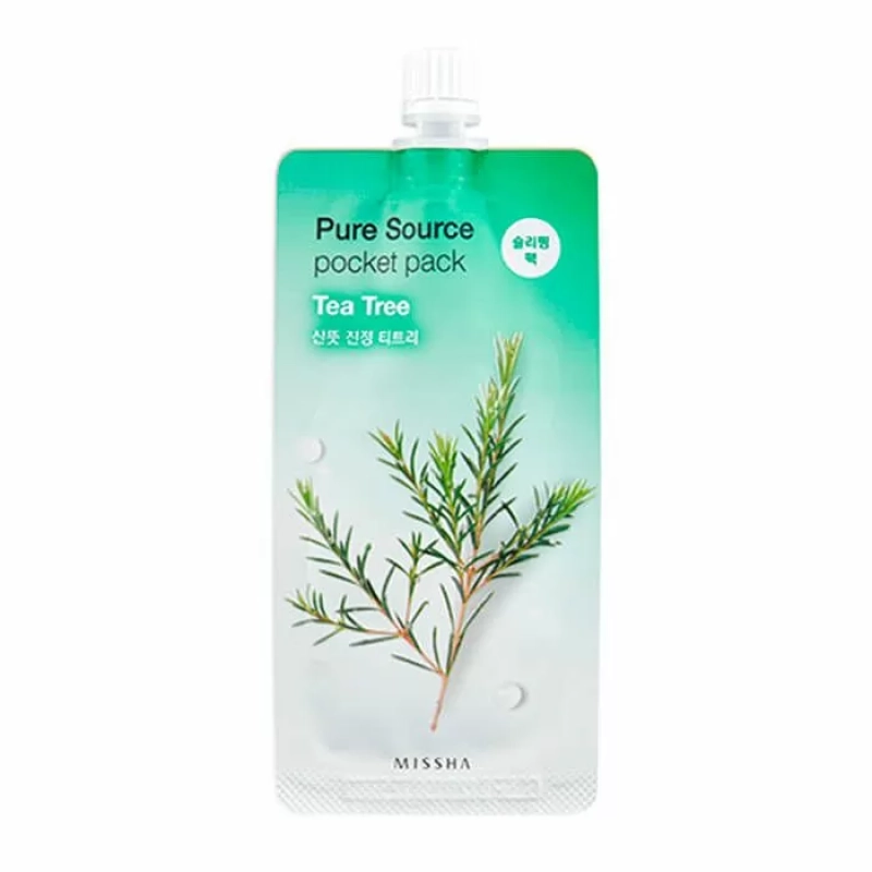 Ночная несмываемая маска для лица с экстрактом чайного дерева Missha/Миша Pure Source Pocket Pack Tea Tree(10мл)