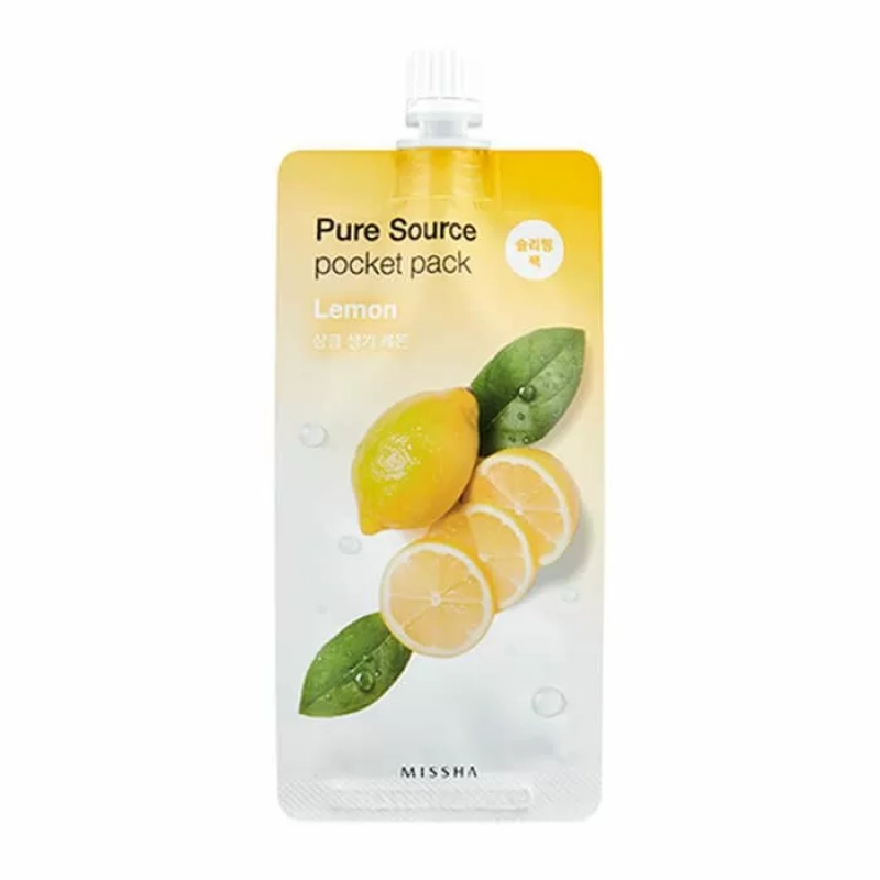 Ночная несмываемая маска для лица с экстрактом лемона Missha/Миша Pure Source Pocket Pack Lemon (10мл)